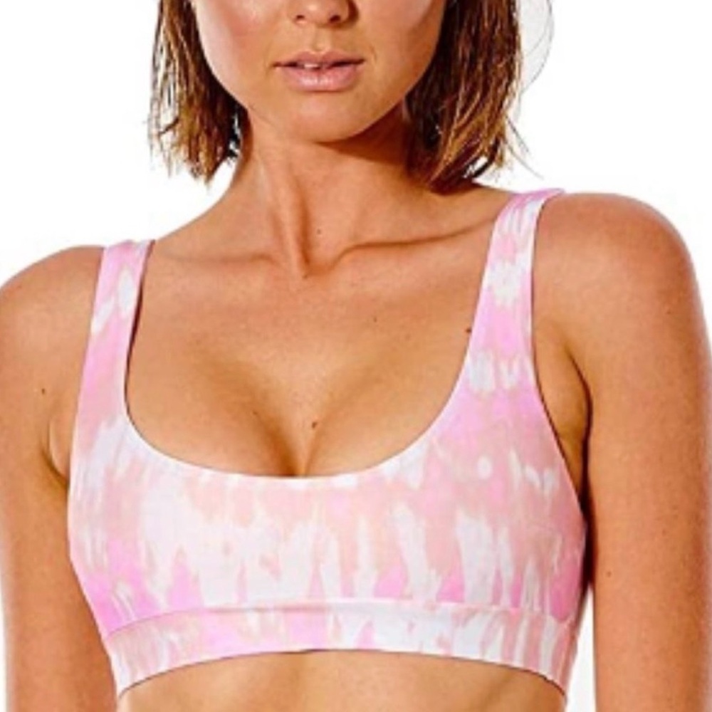 Rip Curl Classic Surf Crop Bikini Top Pink Tie Dye Size XL NWOT Removable Pads